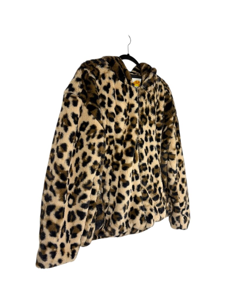 C&C FUZZY ANIMAL PATTERN ZIP UP JACKET