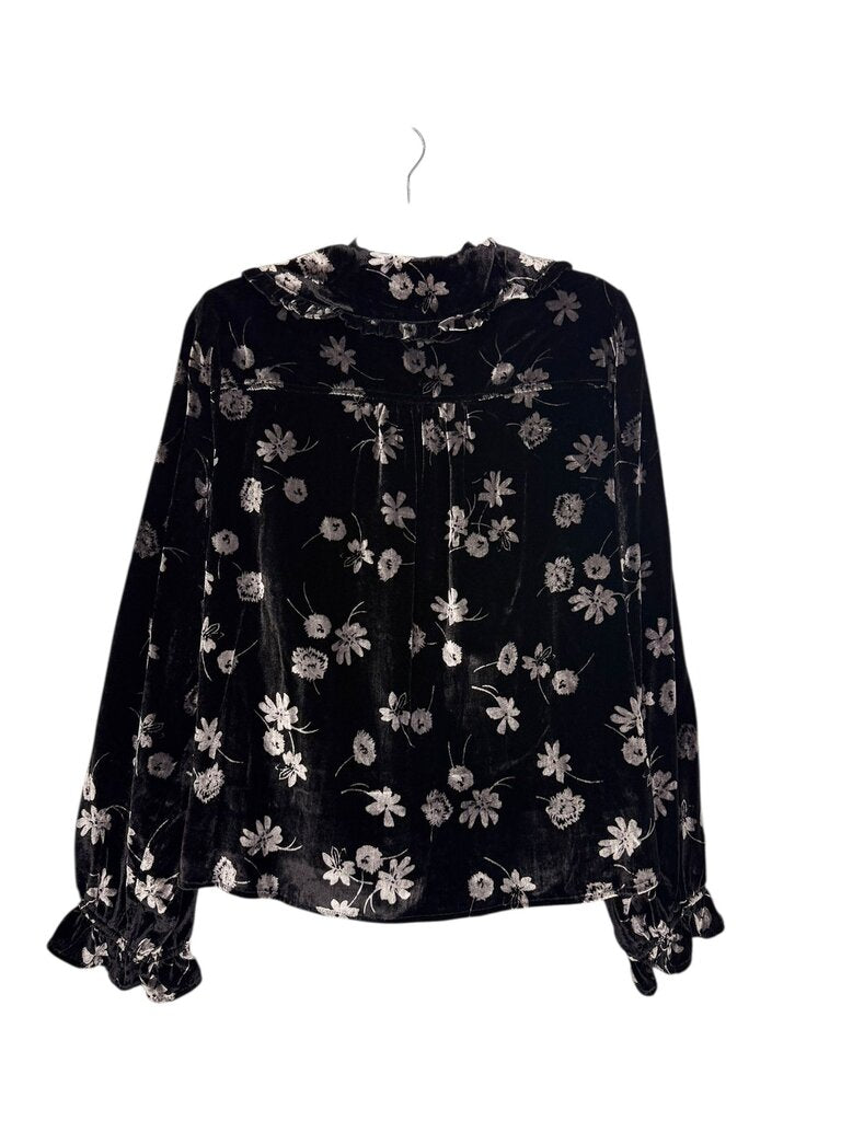 PILCRO VELVET FLORAL BLOUSE
