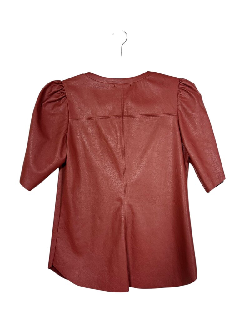 LAVENDER BROWN FAUX LEATHER BLOUSE