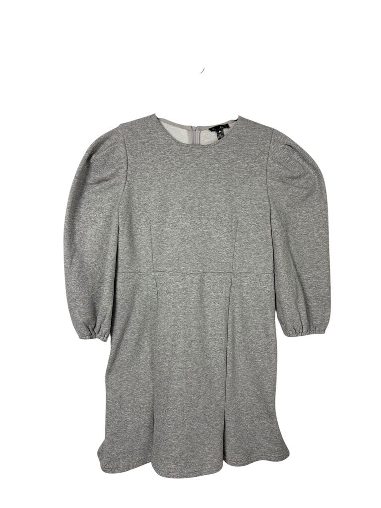 AQUA SWEATSHIRT STYLE PUFF SLEEVE DRESS