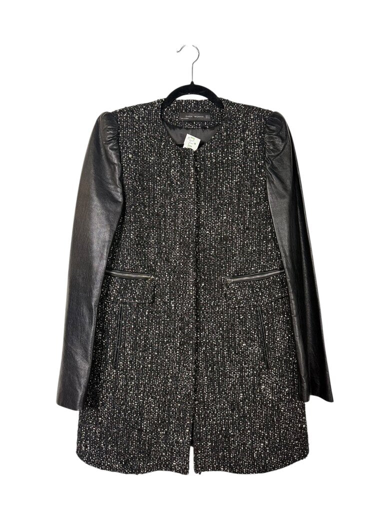 ZARA TWEED & FAUX LEATHER JACKET