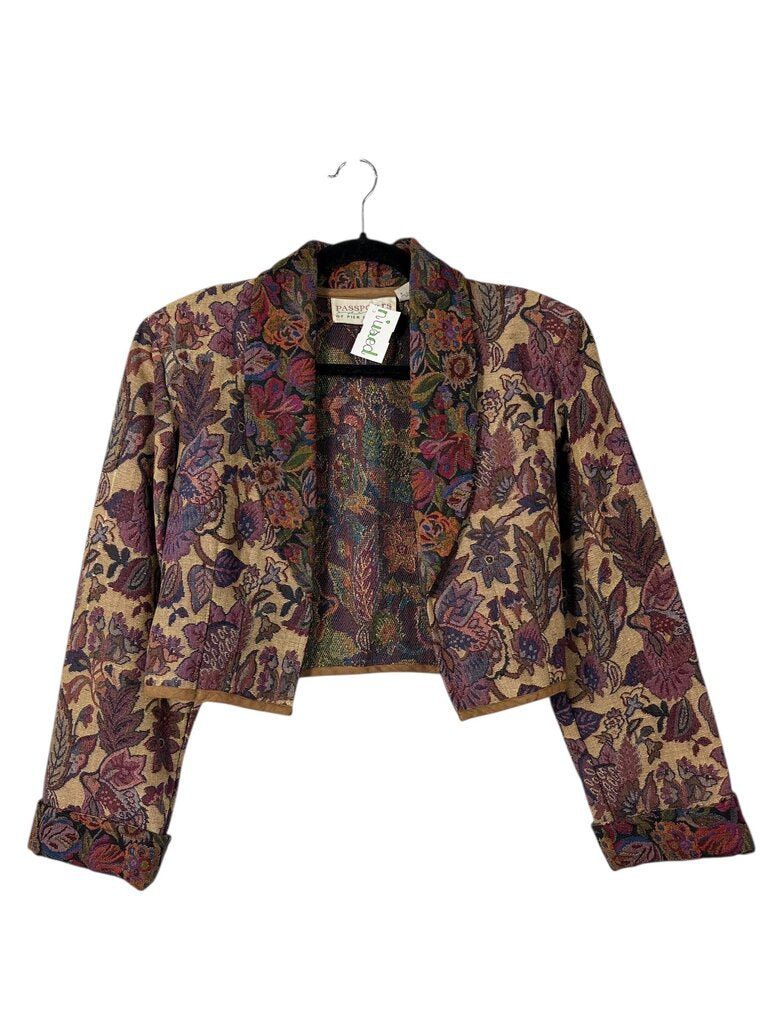 PASSPORTS FLORAL TAPESTRY CROPPED BLAZER