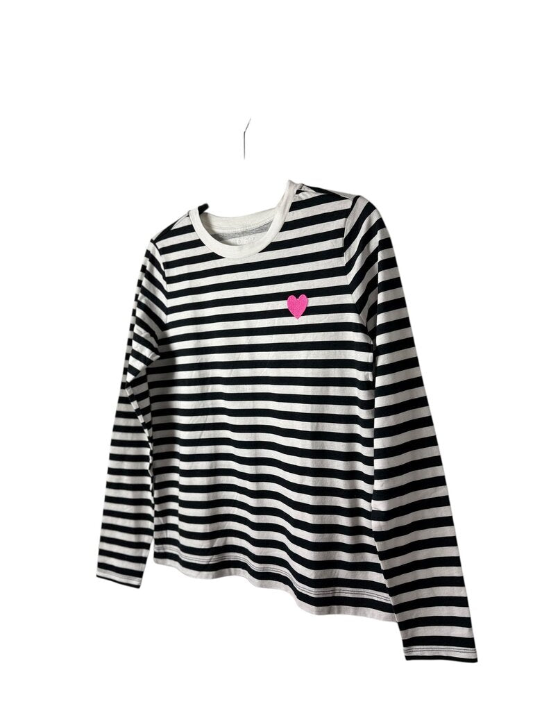 LOFT STRIPED HEART GRAPHIC TOP