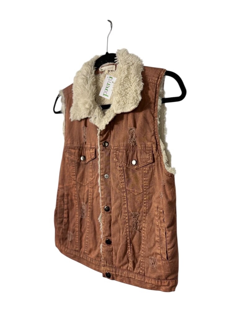 GILDED INTENT DISTRESSED FAUX FUR VEST