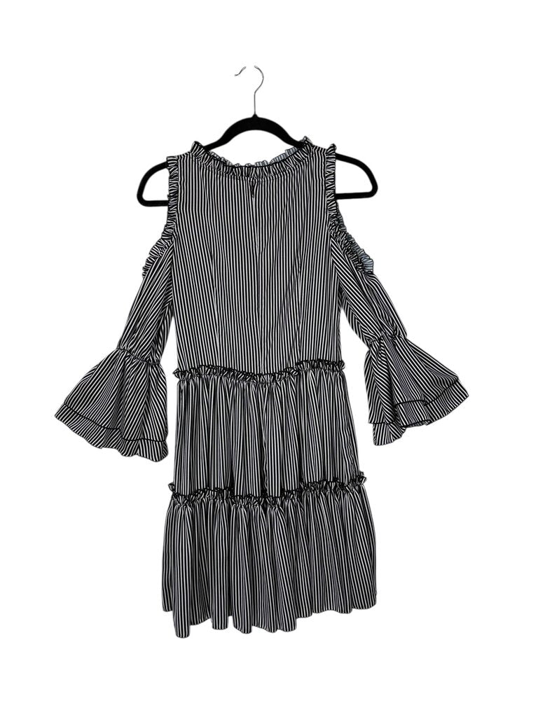 MAJE STRIPED TIERED DRESS