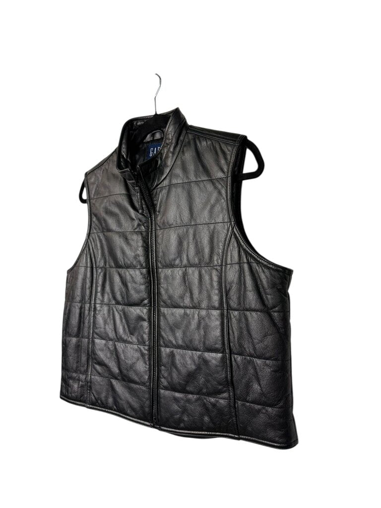 GAP LEATHER ZIP VEST