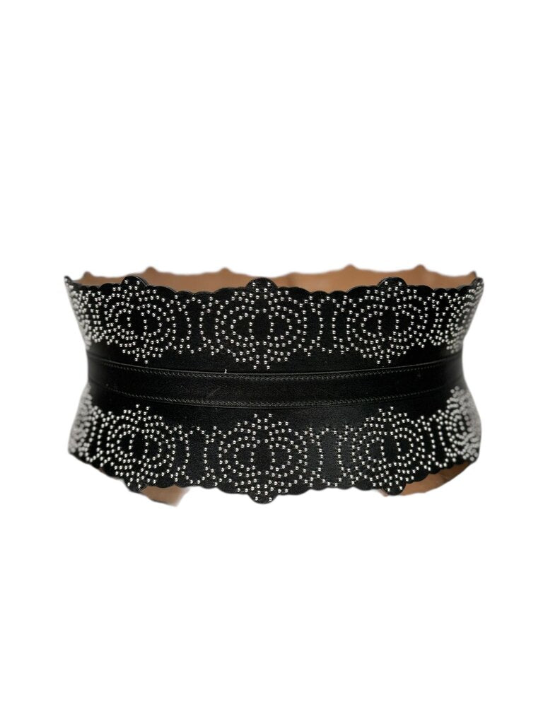 AUTHENTIC AZZENDINE ALAIA WIDE LEATHER MICRO STUD BELT