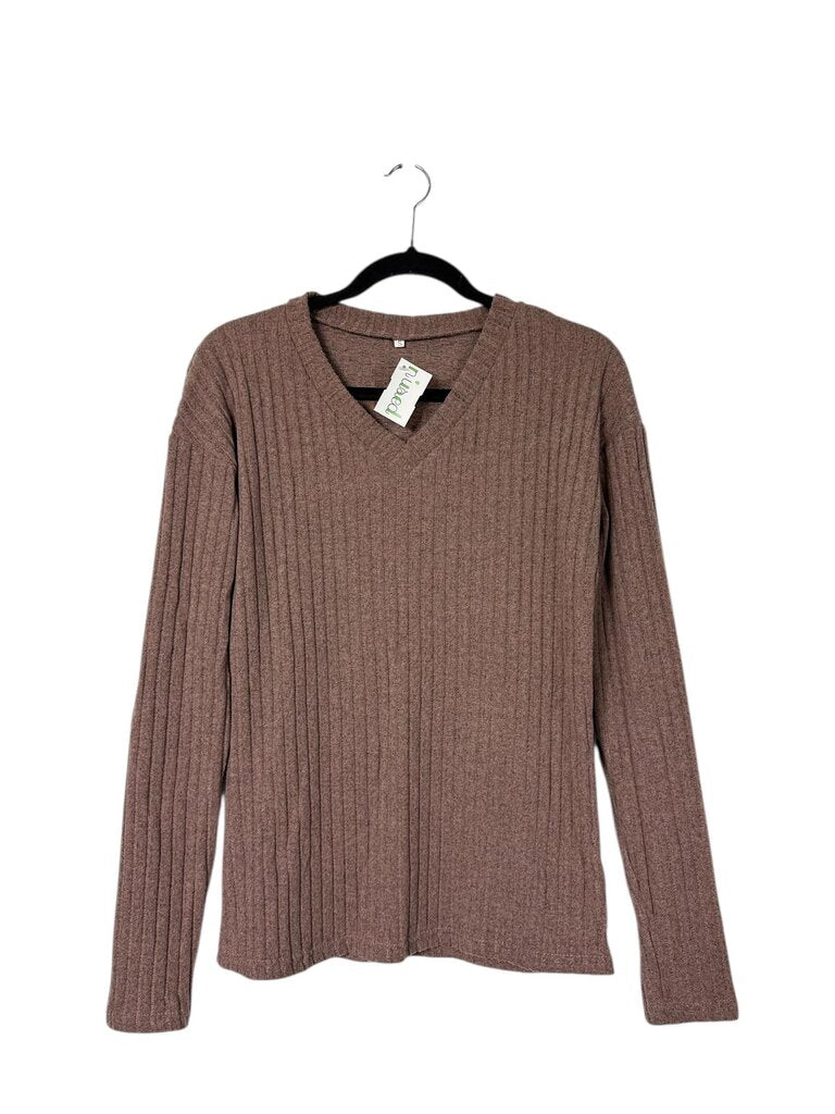 RIBBED V NECK TOP