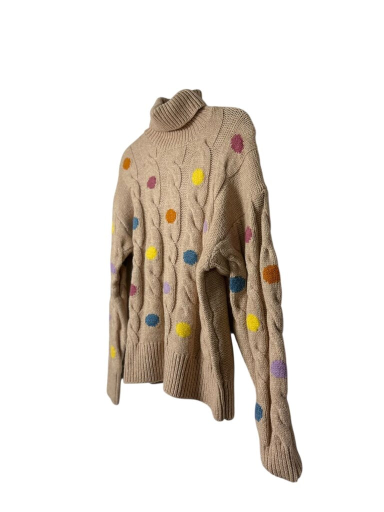 MD'M POLKA DOT CABLE KNIT SWEATER