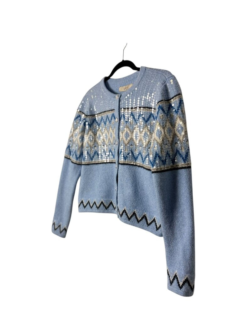 LOFT SHIMMER ARGYLE CARDIGAN