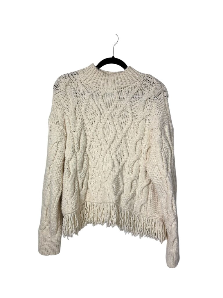 MNG FRINGE CABLE KNIT SWEATER