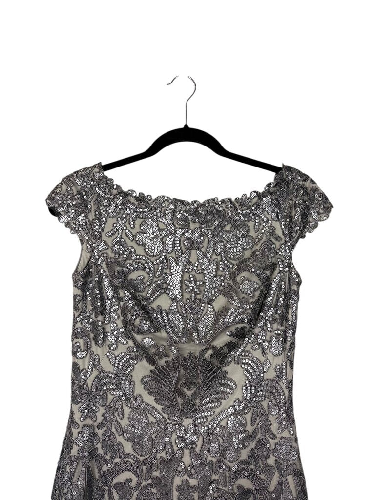 TADASHI LACE OVERLAY MAXI DRESS