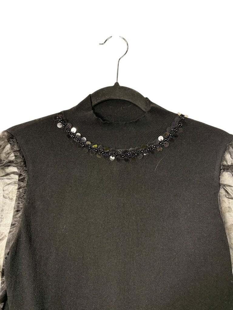 SIONI SHEER SLEEVE EMBELLISHED BLOUSE