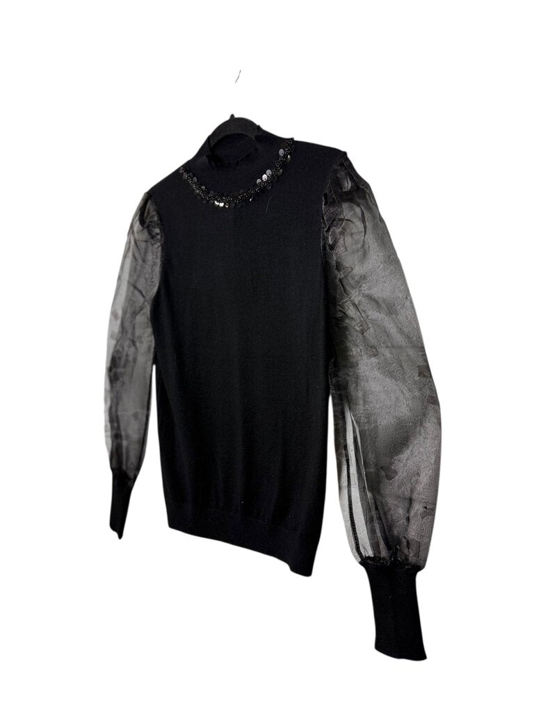 SIONI SHEER SLEEVE EMBELLISHED BLOUSE