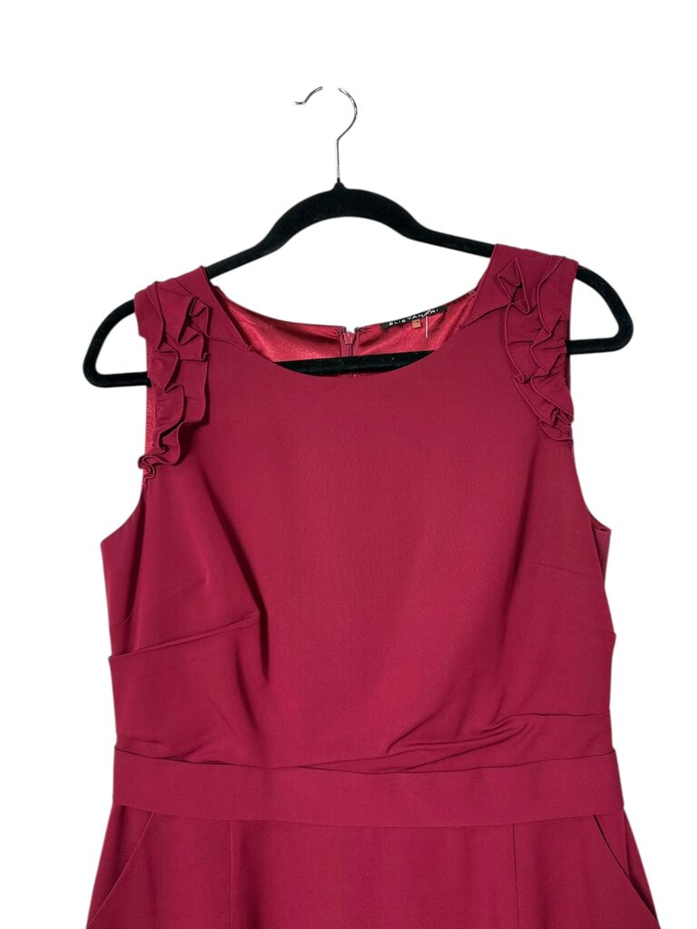 ELIE TAHARI RUFFLE SHOULDER SHEATH DRESS