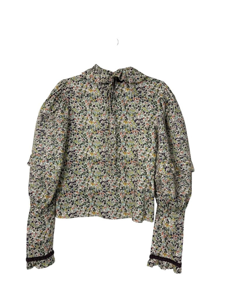 HORROR VACUI POOF SLEEVE PATTERN BLOUSE