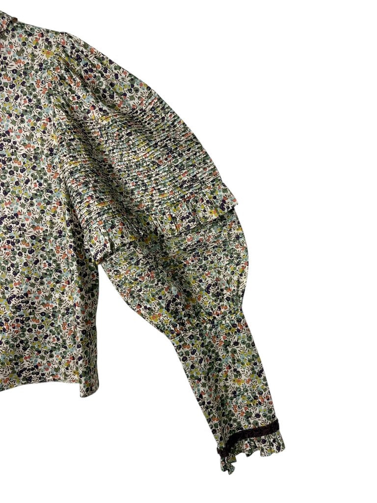 HORROR VACUI POOF SLEEVE PATTERN BLOUSE