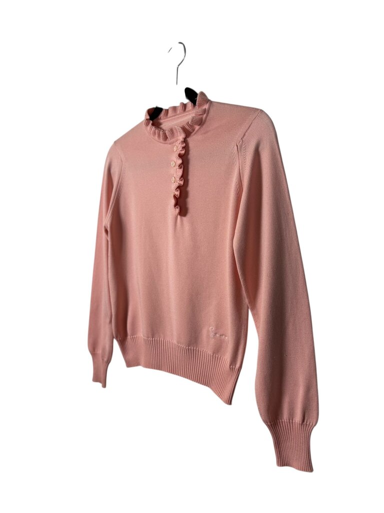 RUFFLE BUTTON NECK BLOUSE