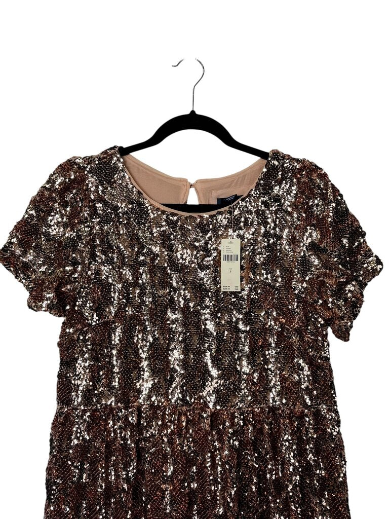 MAEVE SEQUIN TIERED MIDI DRESS