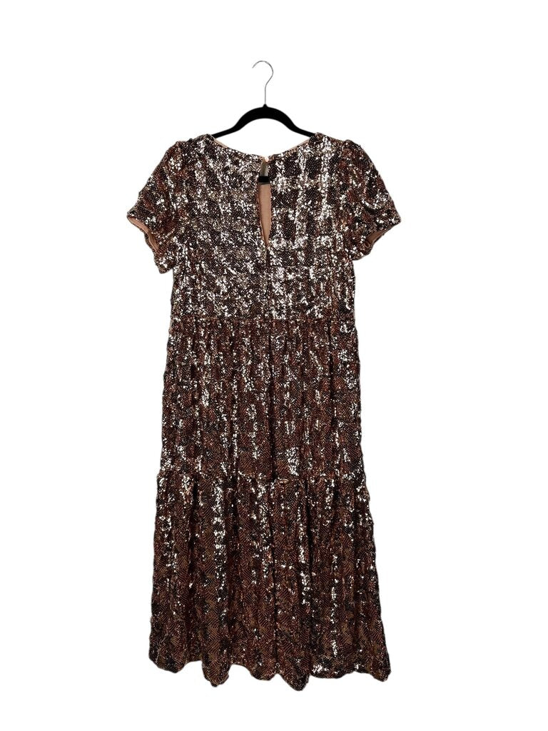 MAEVE SEQUIN TIERED MIDI DRESS