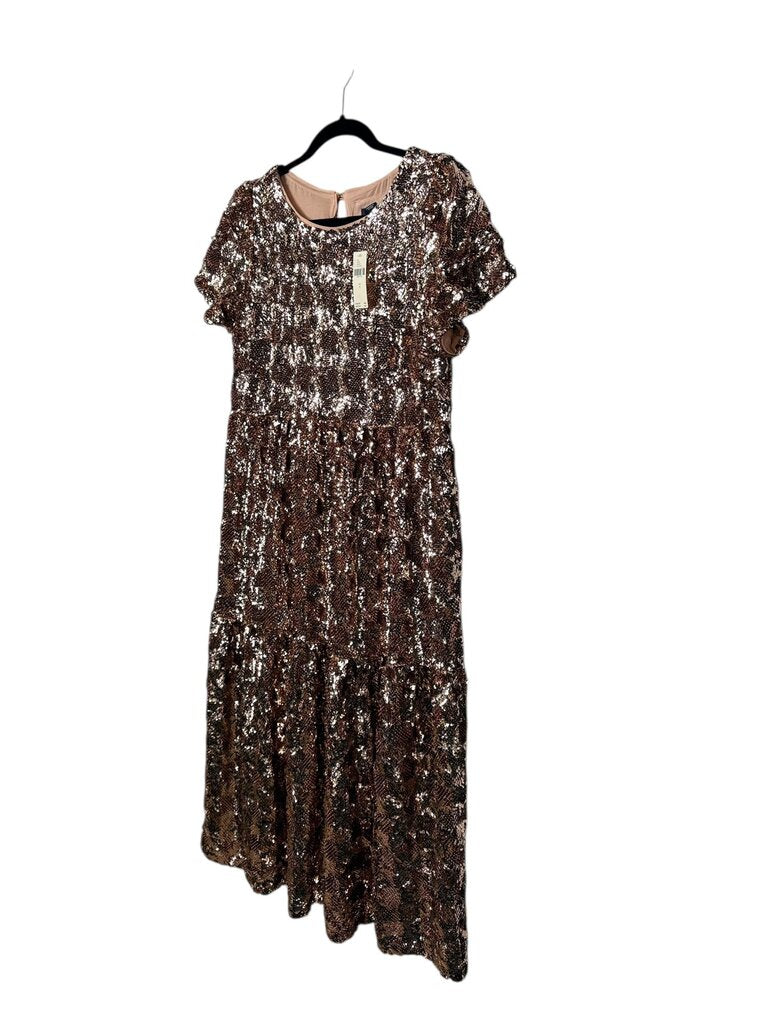 MAEVE SEQUIN TIERED MIDI DRESS