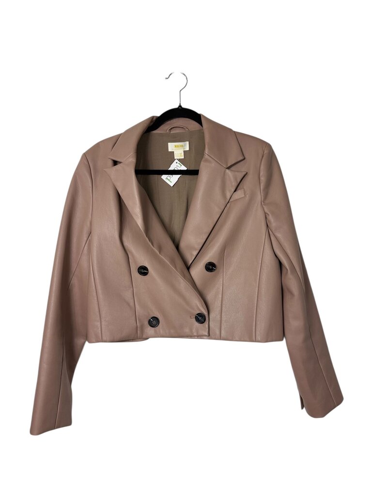 MAEVE VEGAN LEATHER CROPPED BLAZER