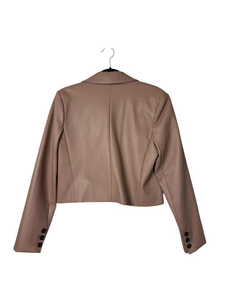 MAEVE VEGAN LEATHER CROPPED BLAZER