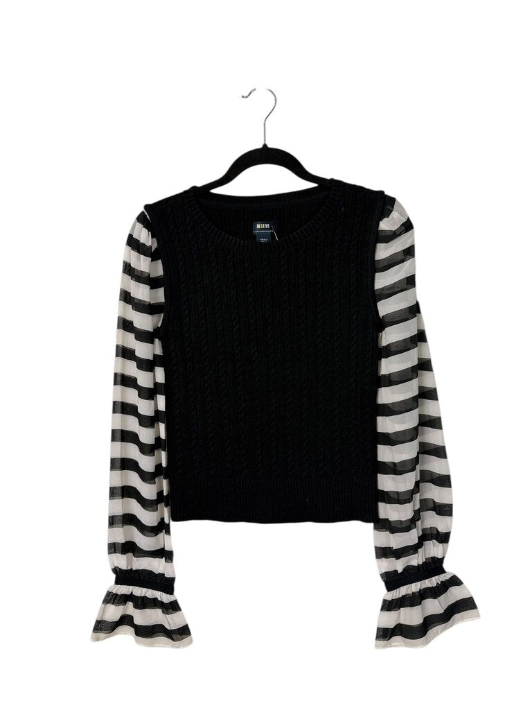 MAEVE SHEER STRIPED SLEEVE SWEATER