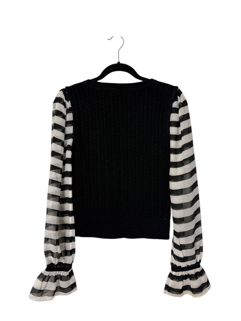 MAEVE SHEER STRIPED SLEEVE SWEATER
