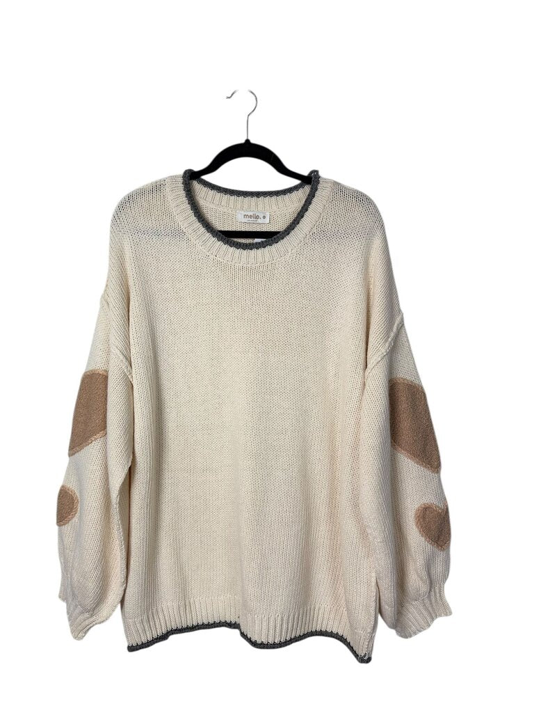 MELLO HEART PATCH KNIT SWEATER