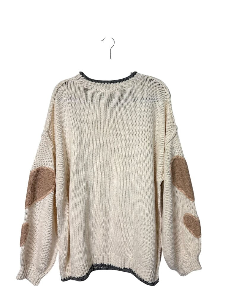 MELLO HEART PATCH KNIT SWEATER