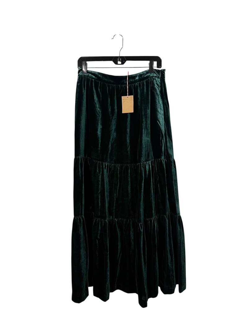BODEN TIERED VELVET MIDI SKIRT