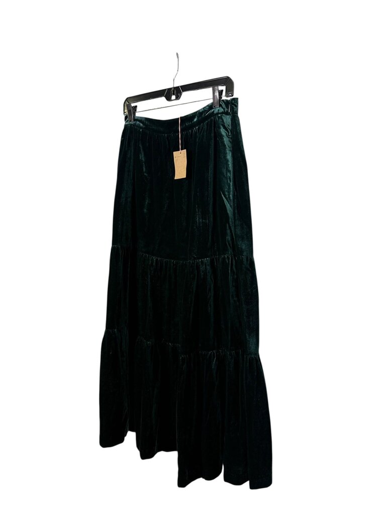 BODEN TIERED VELVET MIDI SKIRT