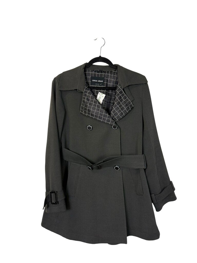 GIORGIO ARMANI BELTED MICRO STRIPED JACKET