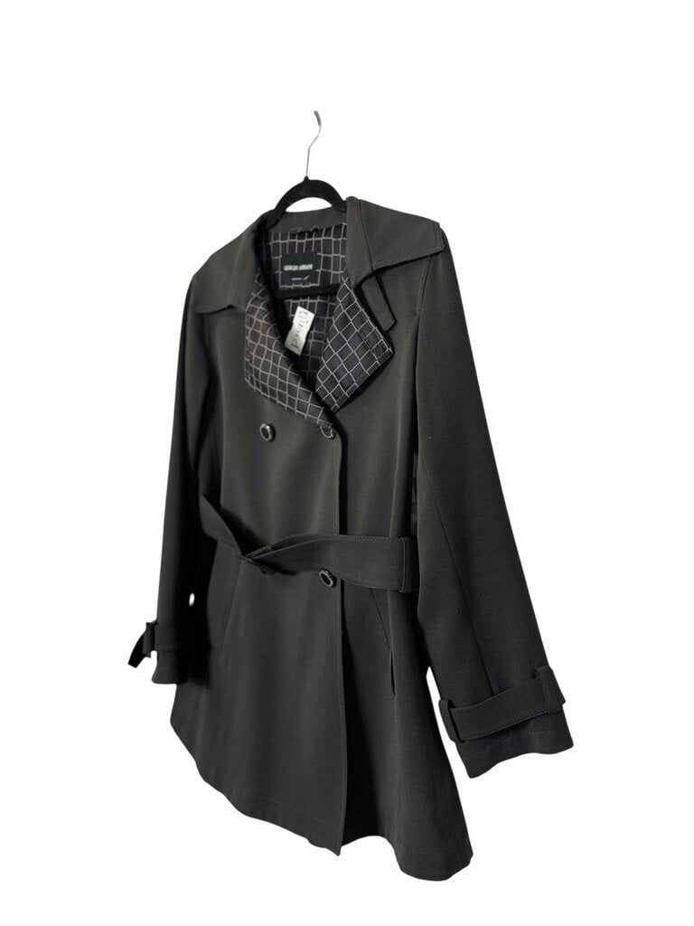 GIORGIO ARMANI BELTED MICRO STRIPED JACKET