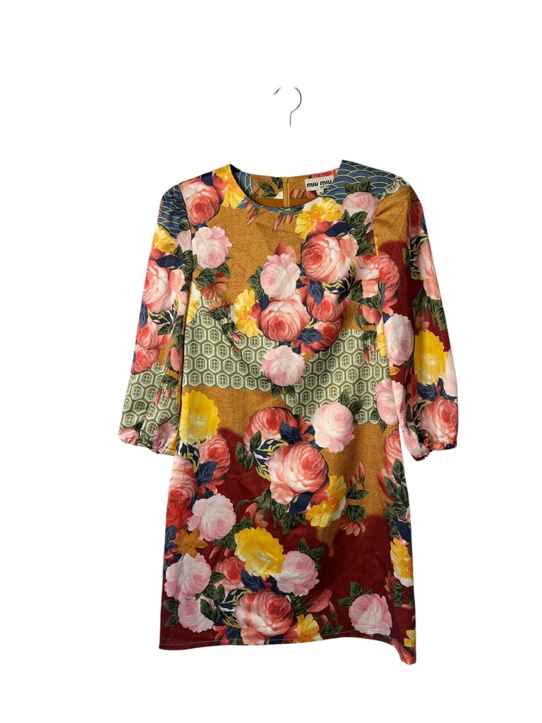 MIU MIU FLORAL SILK SHIFT DRESS