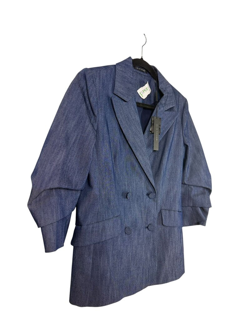 ELIE TAHARI RUCHED DENIM BLAZER
