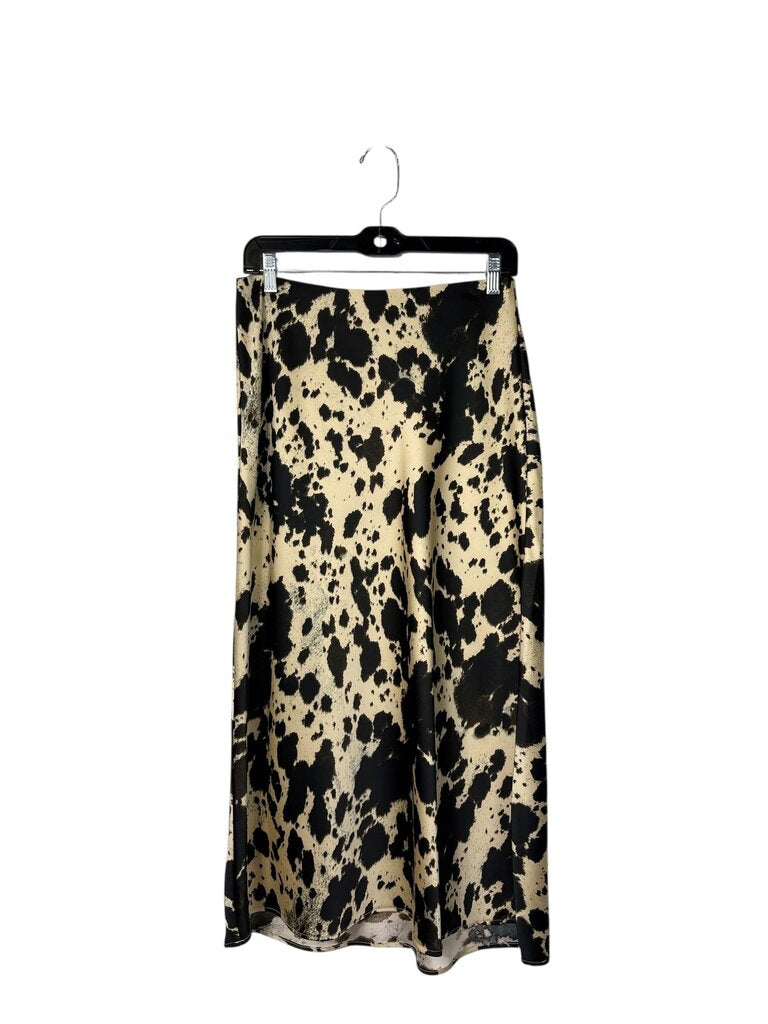 RACHEL ZOE COW PRINT MIDI SKIRT