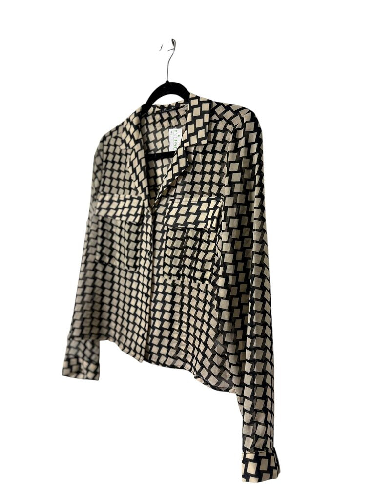 T TAHARI RECTANGLE PRINT BLOUSE