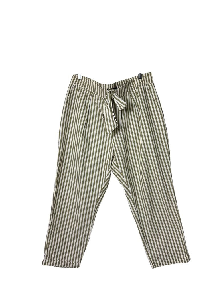 ZARA STRIPED TIE WAIST TROUSERS