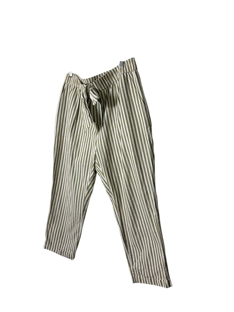ZARA STRIPED TIE WAIST TROUSERS