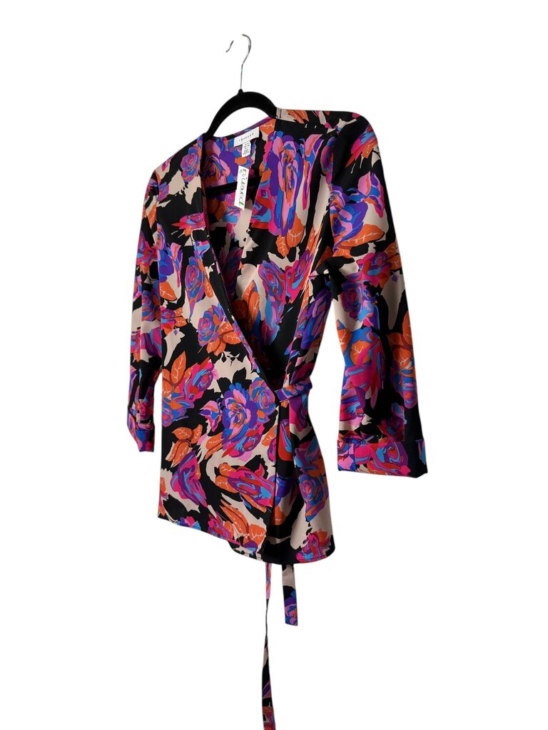 TOPSHOP FLORAL WRAP BLOUSE