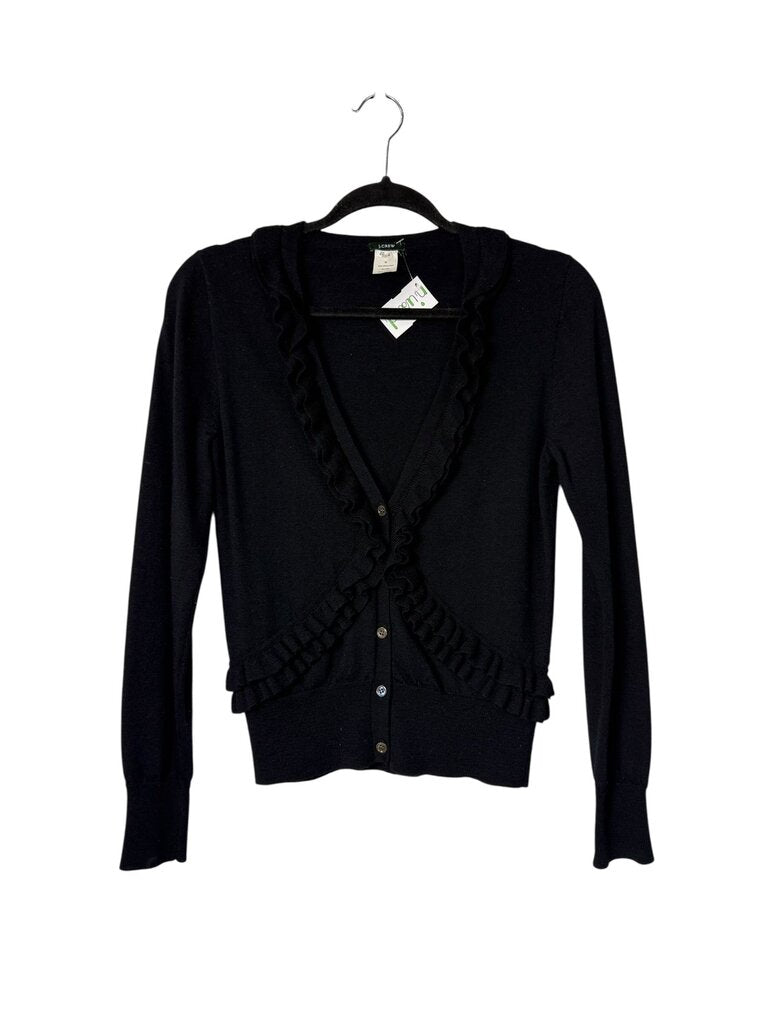 J.CREW RUFFLE TRIM CARDIGAN
