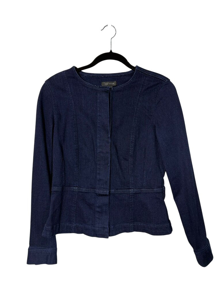 ANN TAYLOR DENIM PEPLUM JACKET