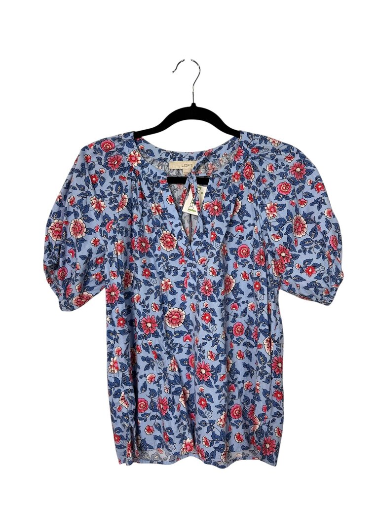 LOFT TIE NECK FLORAL BLOUSE