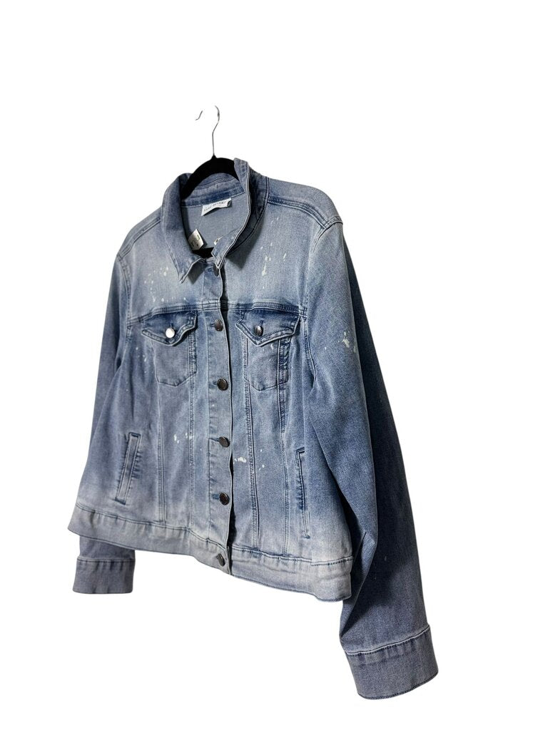 LANE BRYANT BLEACH SPLATTER DENIM JACKET