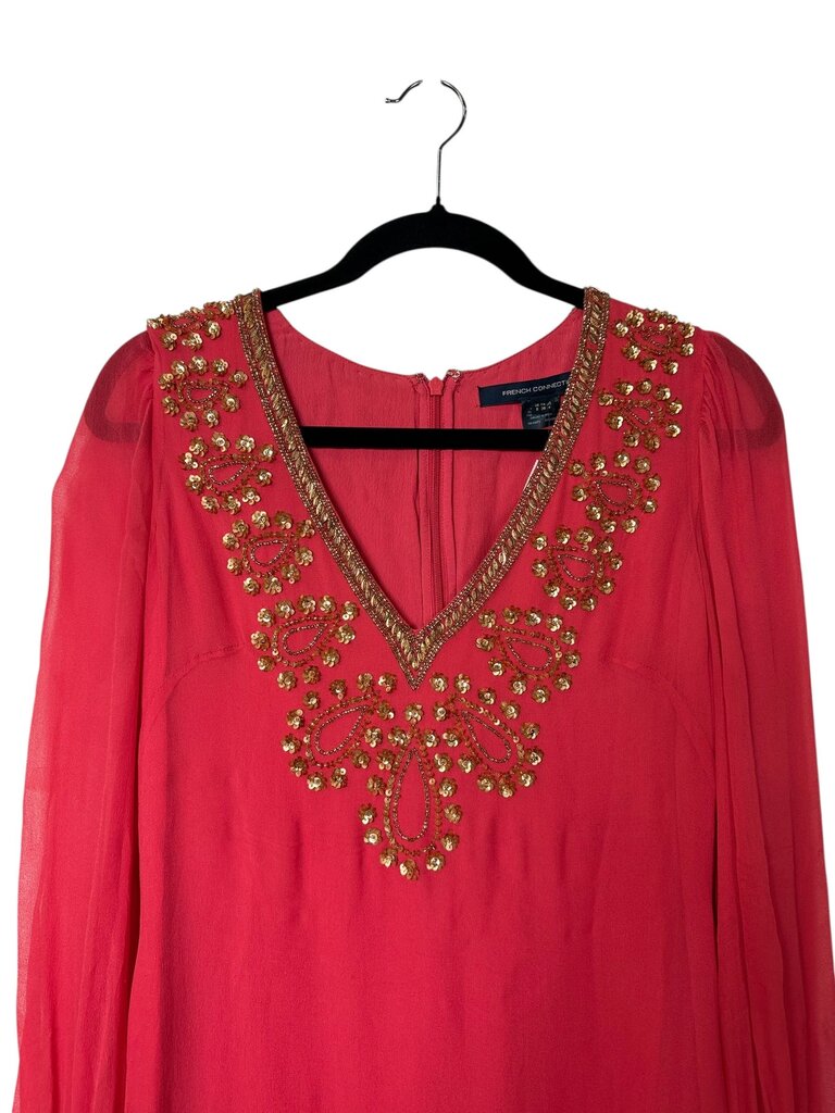 FRENCH CONNECTION SILK BEADED DRESS