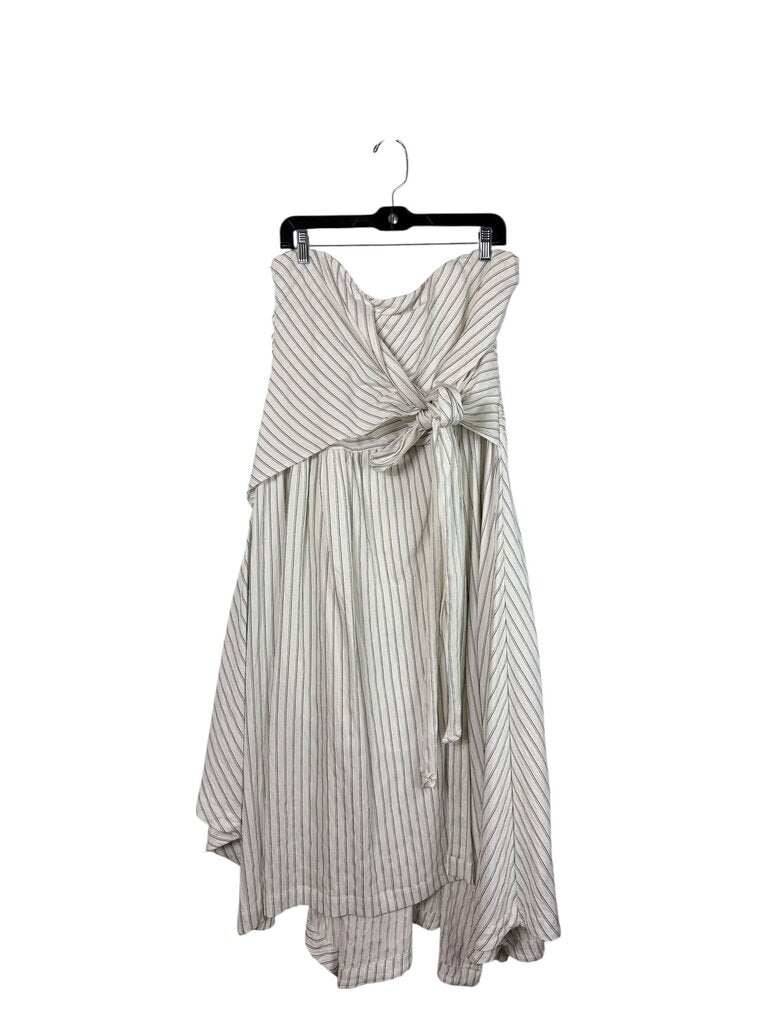 ANTHROPOLOGIE STRIPED ASYM MIDI DRESS