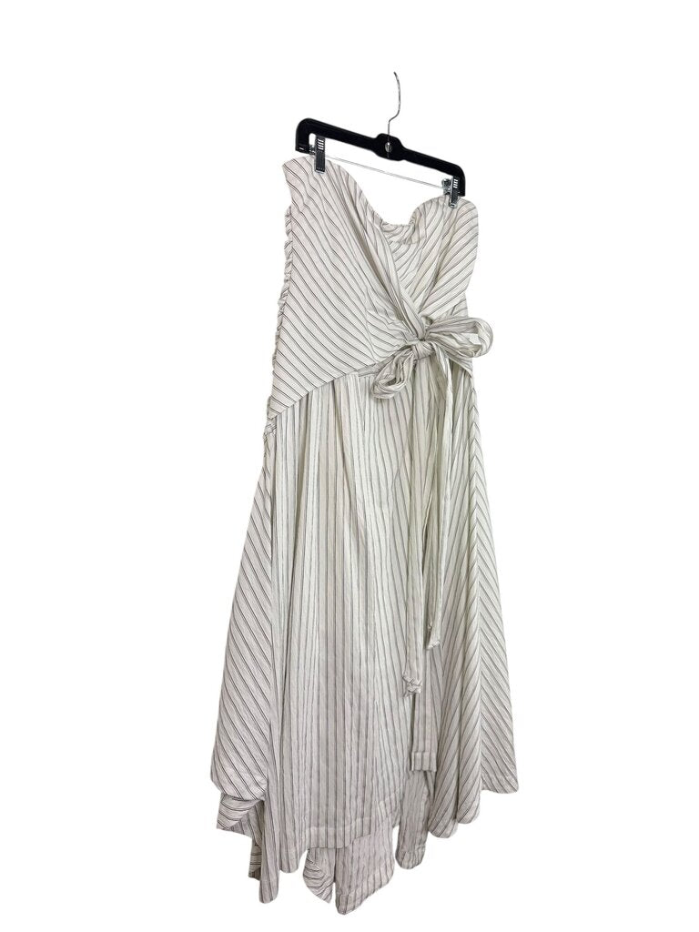 ANTHROPOLOGIE STRIPED ASYM MIDI DRESS