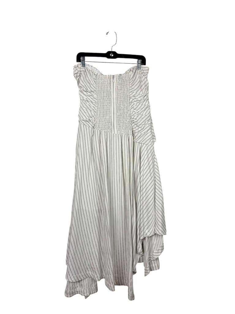 ANTHROPOLOGIE STRIPED ASYM MIDI DRESS